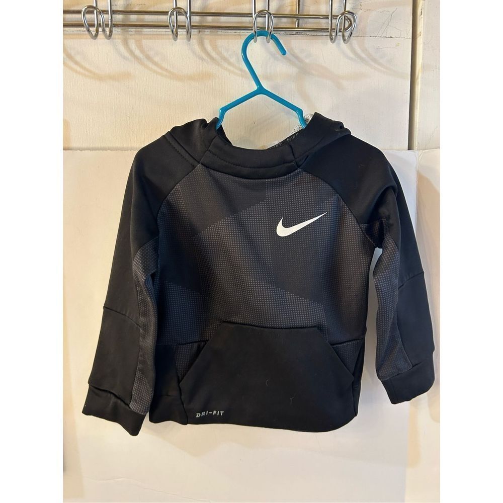 Nike boys 2t dry fit hoodie sweatshirt hood black two tone‎